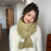 White Scarf Women's Winter Solid Color Wool Thickened Knitted Warm Scarf New Korean Version Versatile High Sense