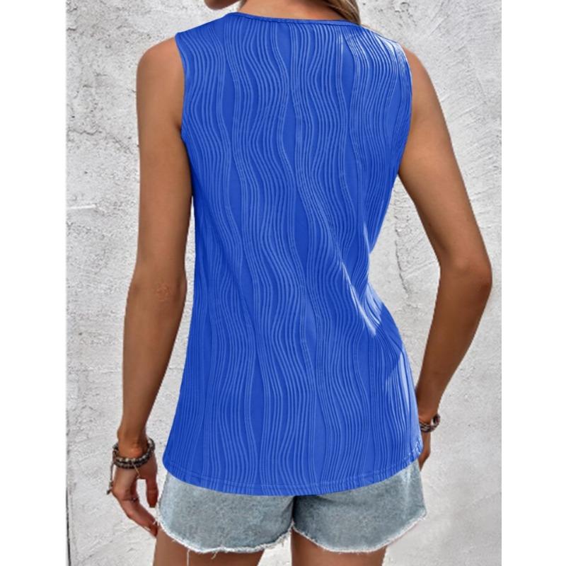 Summer Pleat Women Tank Top Sleeveless Casual Basic Top Vest 2024 Female Elegant Sexy Loose Tee Shirts Ladies New Cut Out Blouse 275