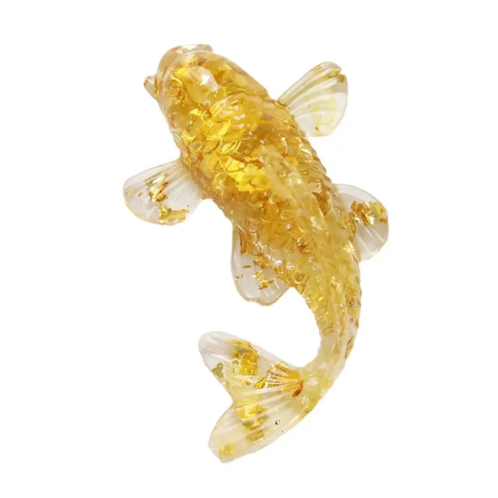 

Natural Crystal Crushed Stone Koi Fish Ornament Drip Gel Small Fish Ornaments Goldfish Gifts Desktop Jewelry Goldfish Gifts