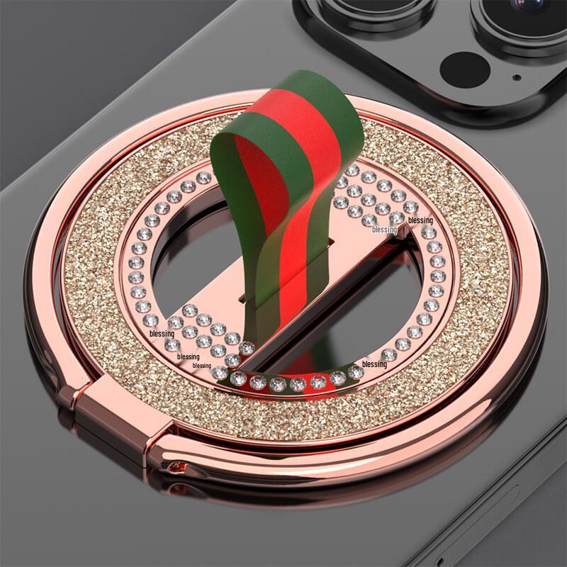 360° Rotating Glitter Diamond Ring Buckle Phone Holder with Magnetic Magsafe Compatibility