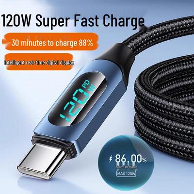 Digital Display 120W Fast-Charging Dual Type-C Cable for Apple 15/16 & Huawei (6A)