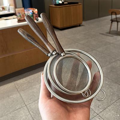 Multi-function Filter Mesh Flour Sifter Wooden Handle Stainless Steel Small Colander Fine Mesh Oil Strainer Kitchen Baking Tools