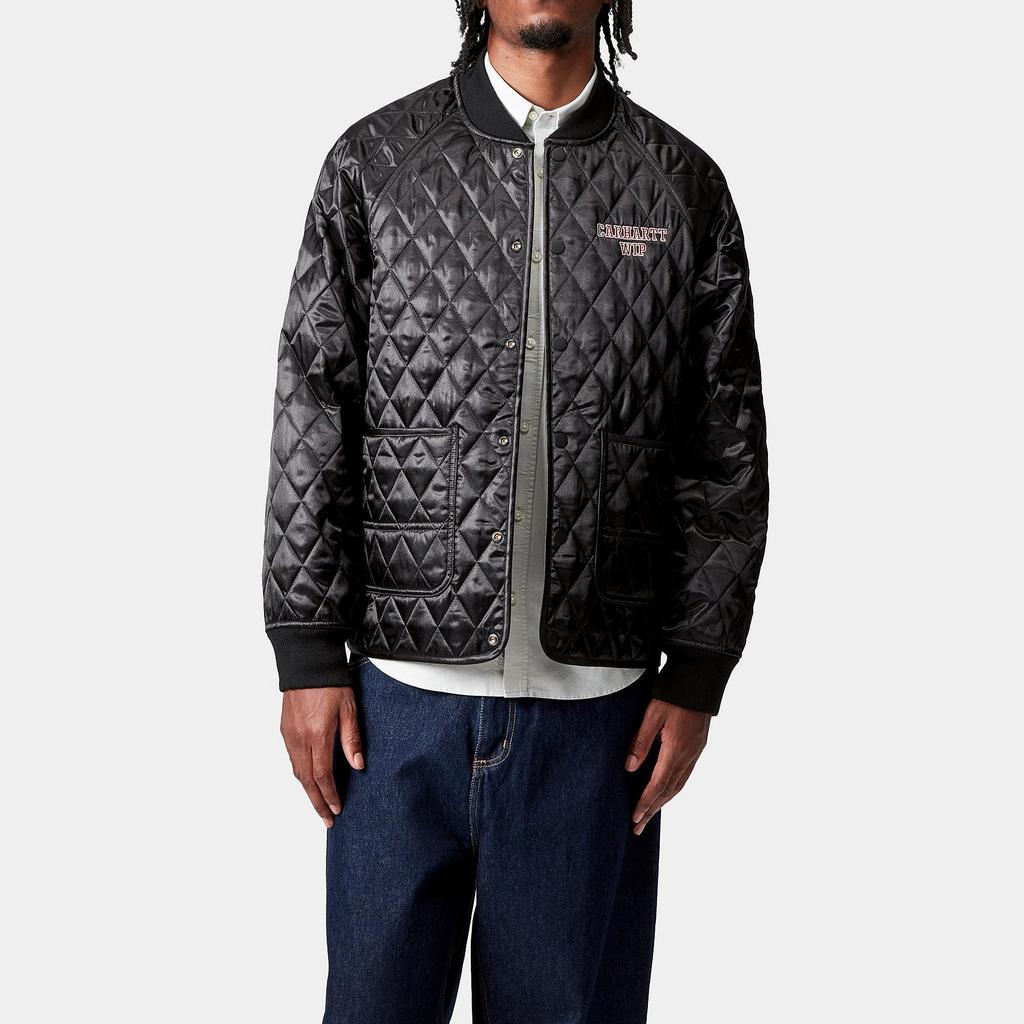Carhartt WIP FW25 Alumni Liner Loose Fit Raglan Diamond Quilted Long Sleeve Ribbed Knit Collar Graphic Embroidered Jacket Men Jackets I035146-89-XX