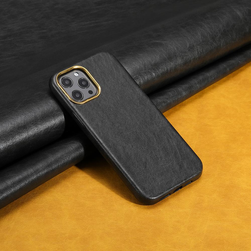 Leather Electroplate Shockproof Waterproof Cell Phone Case for 14 Pro Max Plus Compatible for 13/12/11 Luxury Cover