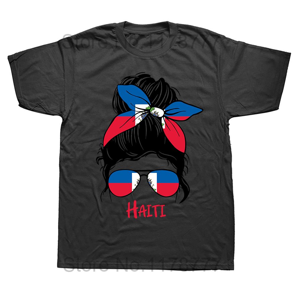 Cool Mens Haitian Haiti Girl Woman Flag T Shirt Short Sleeve Roundneck Cotton Tshirt Summer Tees Apparel Casua Fashion Tshirt