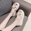 Beach Roman Style Pearl Platform Open Toe Woman Shoes Luxury 2025 Chic and Elegant Cheap Liquidation Comfort Sandals for Women