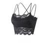 Sexy Floral Lace Camisole with Padded Bra for Women Thin Backless Tube-top No Underwire Bra