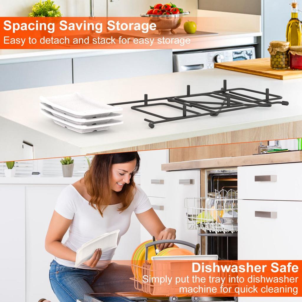 For 3-Tier Plastic Serving Tray Dessert Server Display Serving Stand Dinnerware with 3 Rectangular Plastic Serving Platters Meta