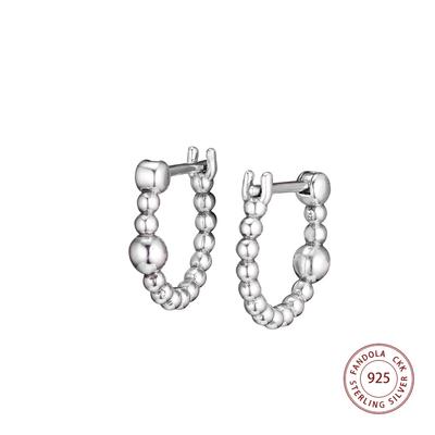 Boucles d'oreilles créoles en véritable argent sterling 925 avec chaîne de perles pour femmes, boucles d'oreilles, bijoux de mode, cadeau pour mariage/fête