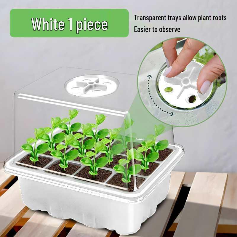 12-Hole Succulent Seedling Tray Set with Lid – Moisture & Temperature Control