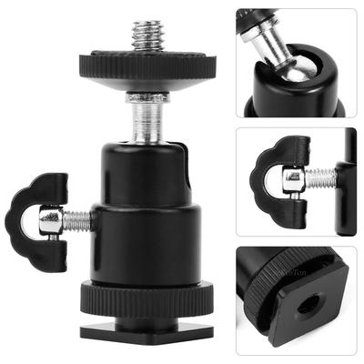 Blitzschuh 1/4 Schraubloch Stativhalterung Kamerakopfadapter Kugelkopf mit Feststellung LED-Licht Blitzschuhhalter für DSLR DV Kameras