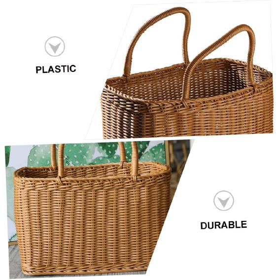BESPORTBLE 1pc Woven Basket Outdoor Basket Baskets Basket for Fruit Large Woven Baskets for Storage Flower Woven Basket Wicker Basket with Plastic