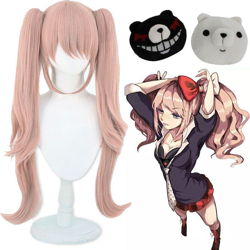 Stunning Danganronpa Junko Enoshima Cosplay Wig With Cute Bear And Bunny Hairclips