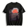 Japanese Bamboo Forest Samurai Sunset Graphic Casual T-Shirt Pure Cotton T-shirt