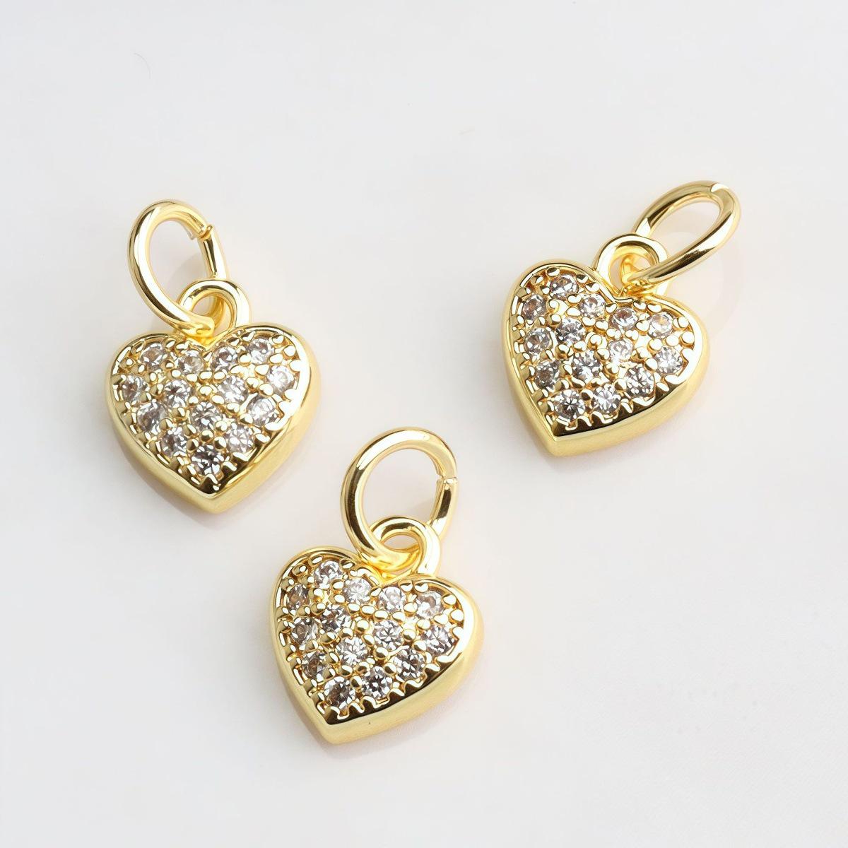 Позолоченный 14 карат, сохраняющий цвет, кулон-шарм в форме сердца для изготовления украшений своими руками