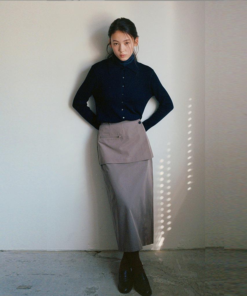 BUT'TON Standard Fit Long Skirt (Brown)