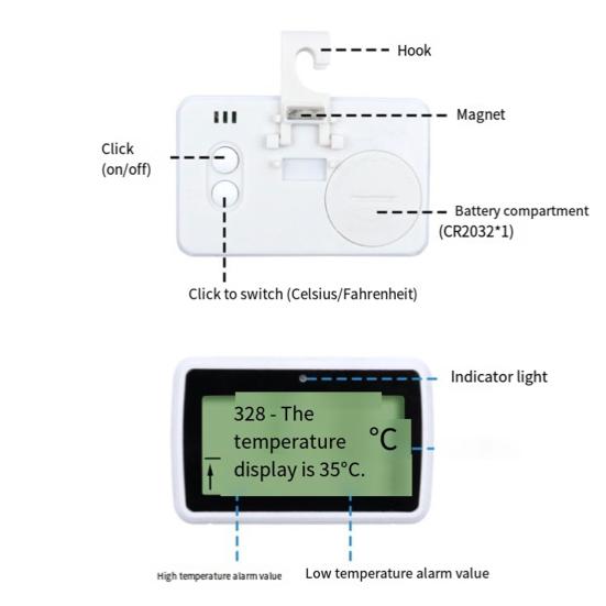 Yousheng Digitalt Kjøleskapstermometer LCD-skjerm Høy Presisjon Vanntett Magnetisk Hengende Kjøleskap Fryser Elektronisk Temperaturmåler