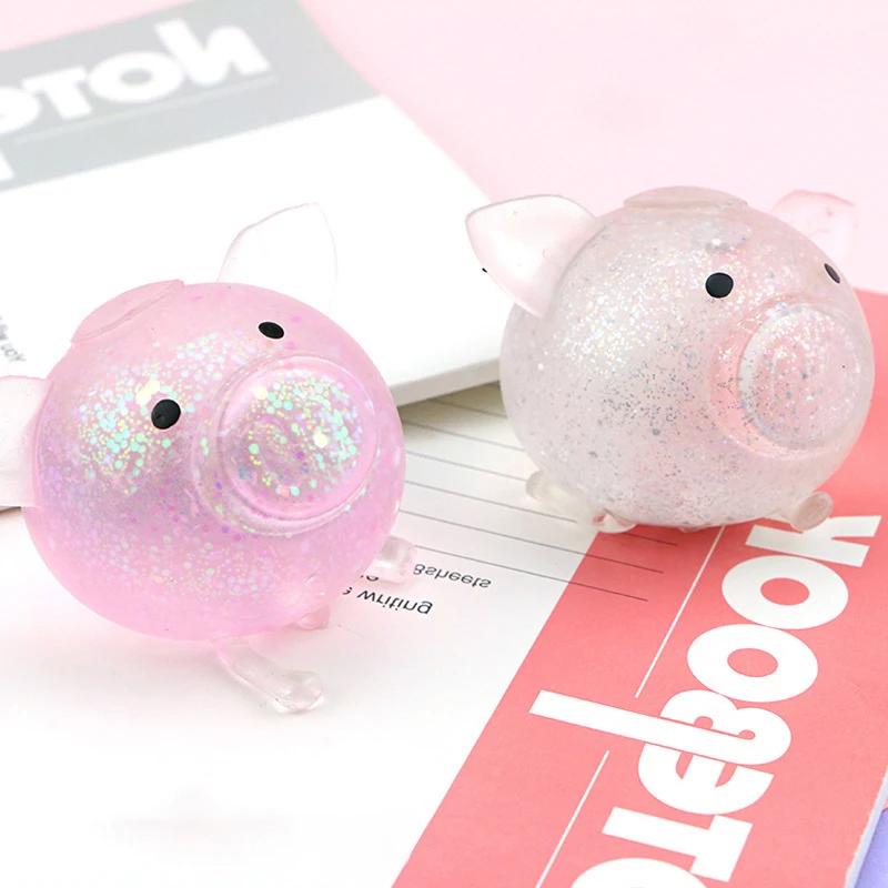 Non-Toxic Squeeze Toys Pig Ball Toy Anti Stress Squishy Squeeze Pig Children Gift Kawaii Fidget Toy Pig Creative Design For Sdudents Kids