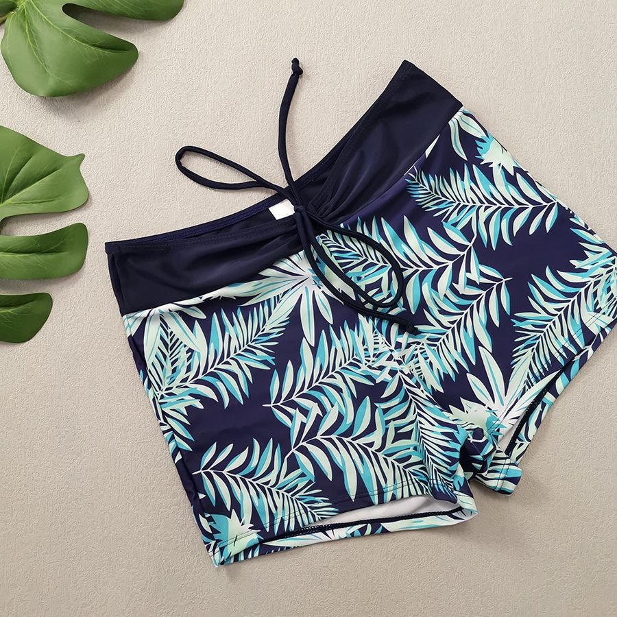 Bikini z wysokim stanem Damskie Vintage Kwiatowy Wzór Plisowany Sznurek Push-Up Patchwork Kostium Kąpielowy Duży Rozmiar Strój Kąpielowy
