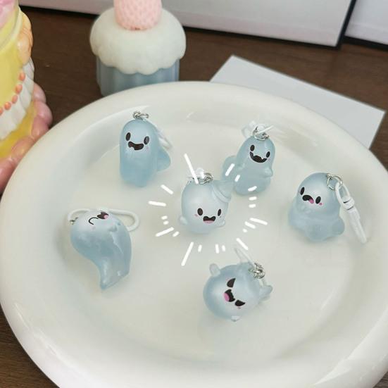Glow in The Dark Ghost Keychain Set Small Resin Miniature Halloween Luminous Tiny Assorted Spooky Figurine