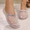 Women's Slip On Sandals Breathable Lightweight Casual Summer Shoes with Rhinestone Detail Comfortable Sole and Open Back Design