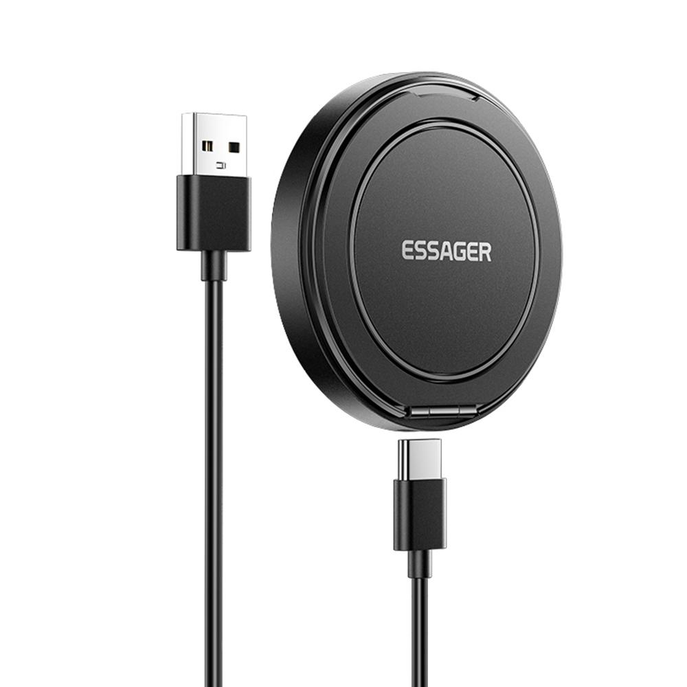 

ESSAGER ES-WC18 Magnetic Wireless Charger with Stand Holder 15W Fast Charging For iOS/Android Smartphones A