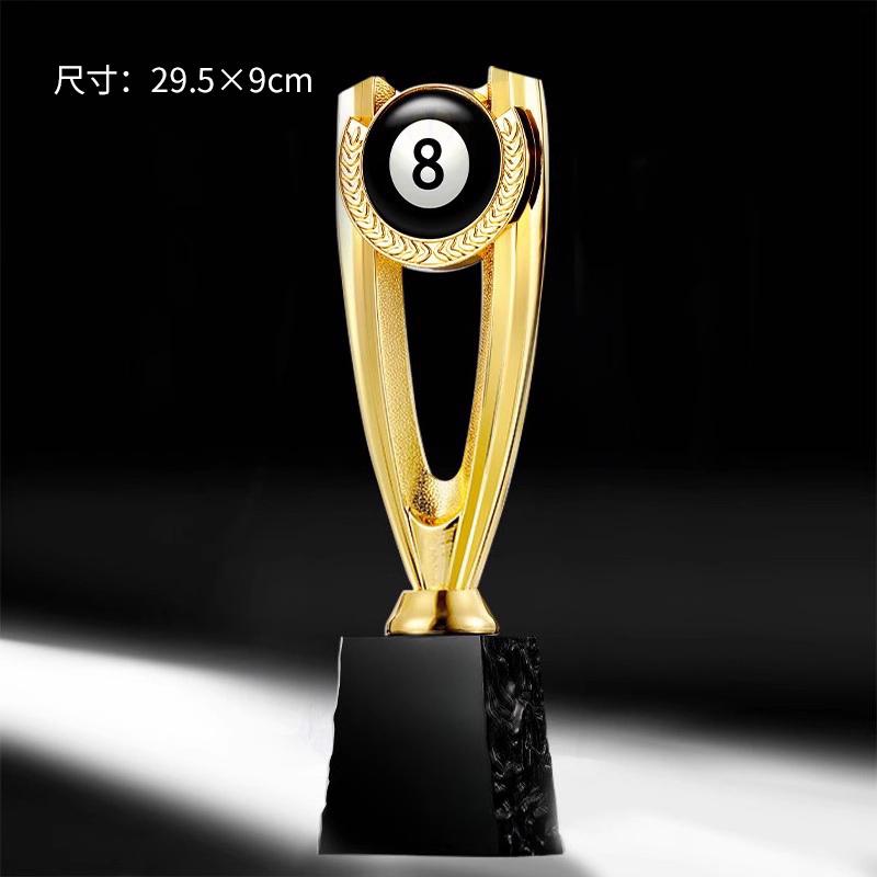 

Customized Black Eight Billiards Resin Trophy Reward, Gold, Silver, Copper, Crystal Base, Sport Activity Competition Awards, 1Pc