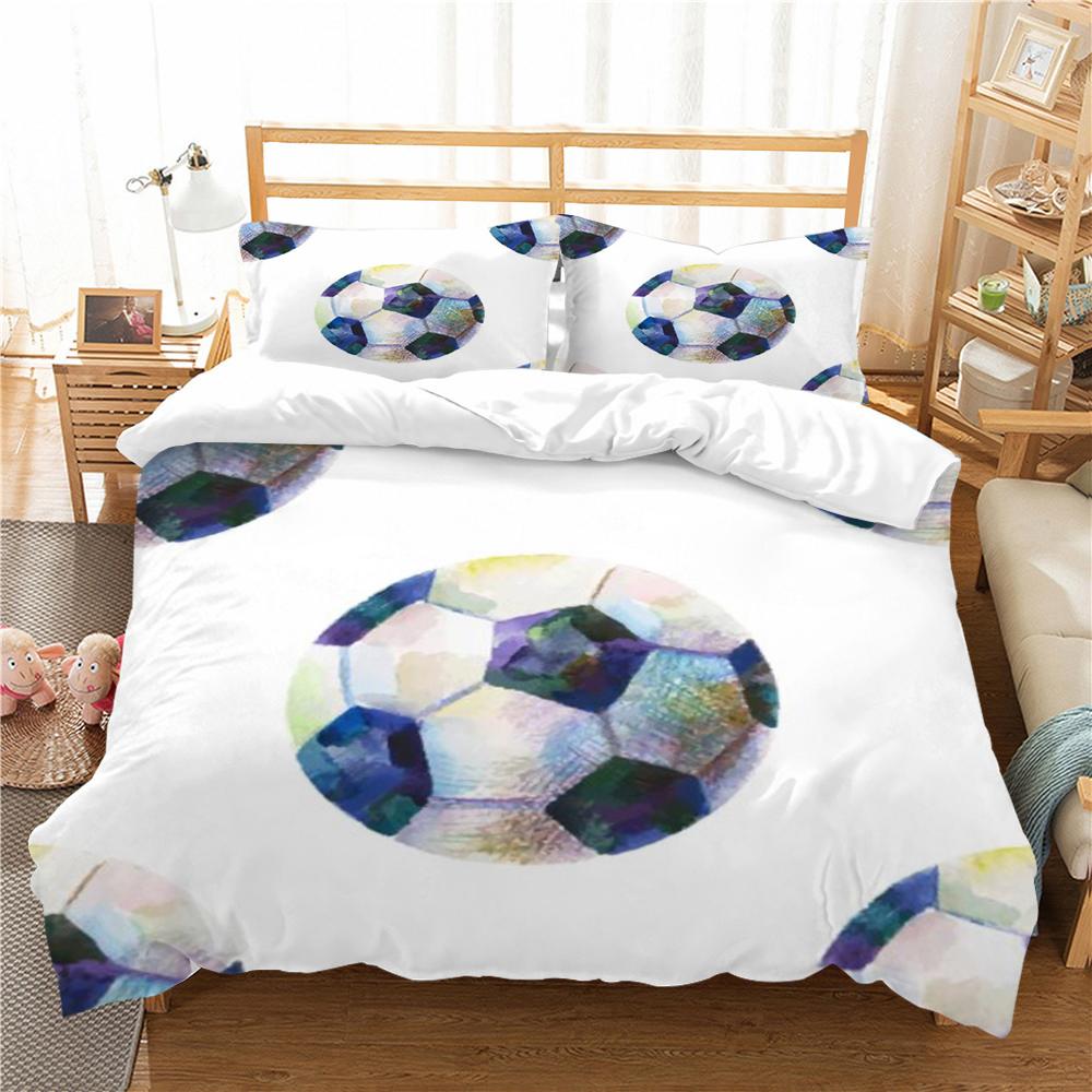 Sengetøysett Fotball Hjemmetekstiler Queen King Size Barn Tenåring Fotball Dynetrekk 3D Dynetrekksett
