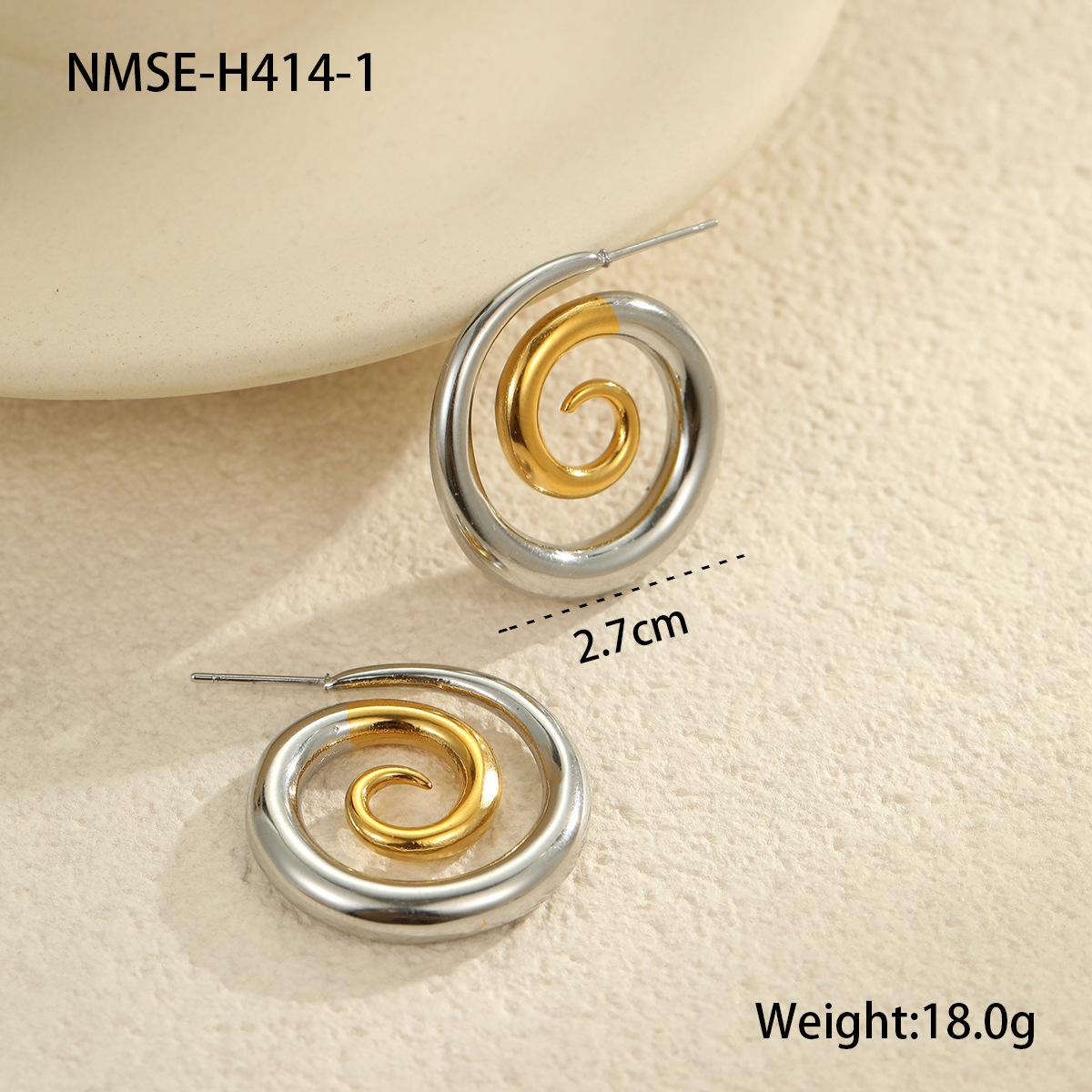 GEMCHIC Women s Vintage Geometric Spiral Hoop Earrings Stainless Steel Gold Plated Statement Jewelry 18K