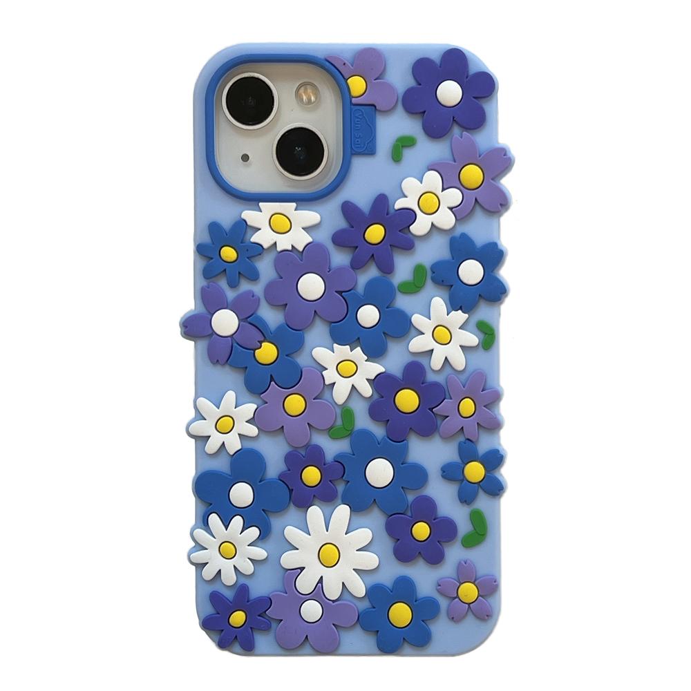 

Beautiful 3D Pink and Blue Flowers Patterns Soft Silicone Case Skin Phone Back Cover For iPhone 13 14 15 16 17 Pro Max For iPhone 15 Pro Max синій
