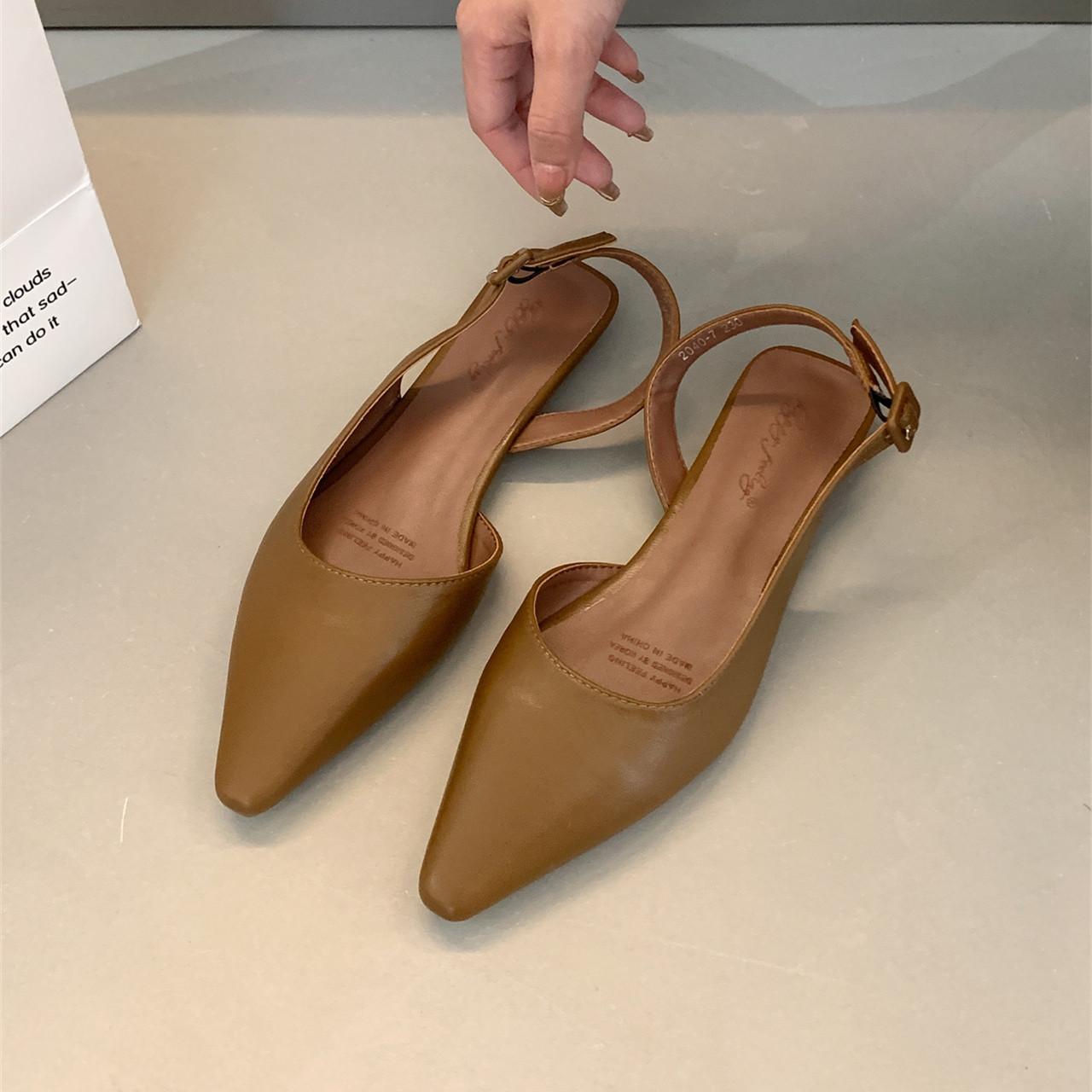 

Bailamos Brand New Flat Sandals Shallow Slip On Women Slingback Shoes Soft Casual Ladies Sandal Flat Heel Outdoor Dress Mules 37 коричневий