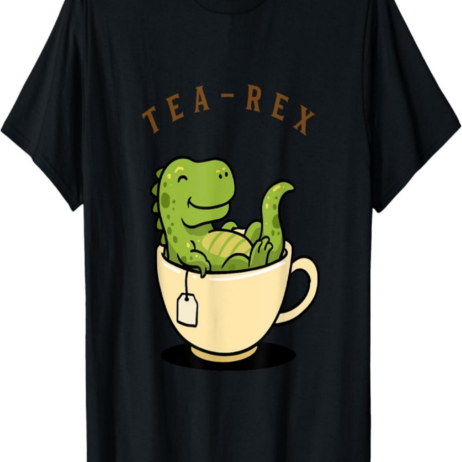Tea Rex Funny Dinosaur Tea Lover Cute Pun Design T-Shirt S