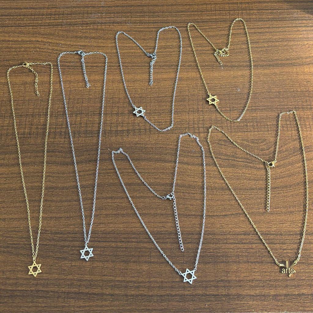 Exquisite Stainless Steel Hexagram and Cross Chain Choker Necklace