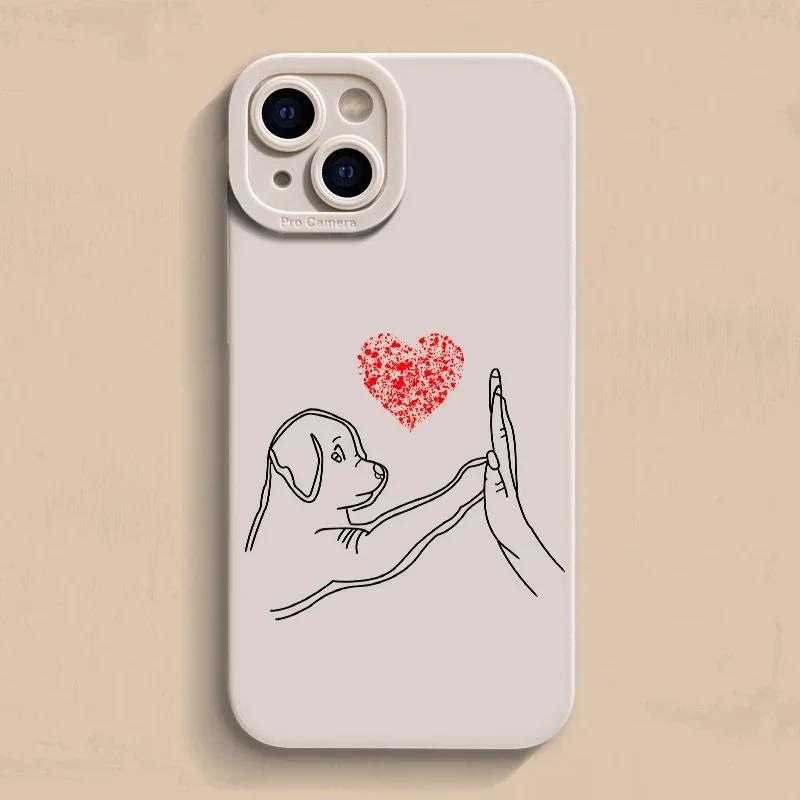 Cat Dog High Five Pattern Phone Case For iPhone 15 Pro Max 15 14 13 12 11 X XS XR 7 8 Plus Mini Shockproof Soft Silicone Cover