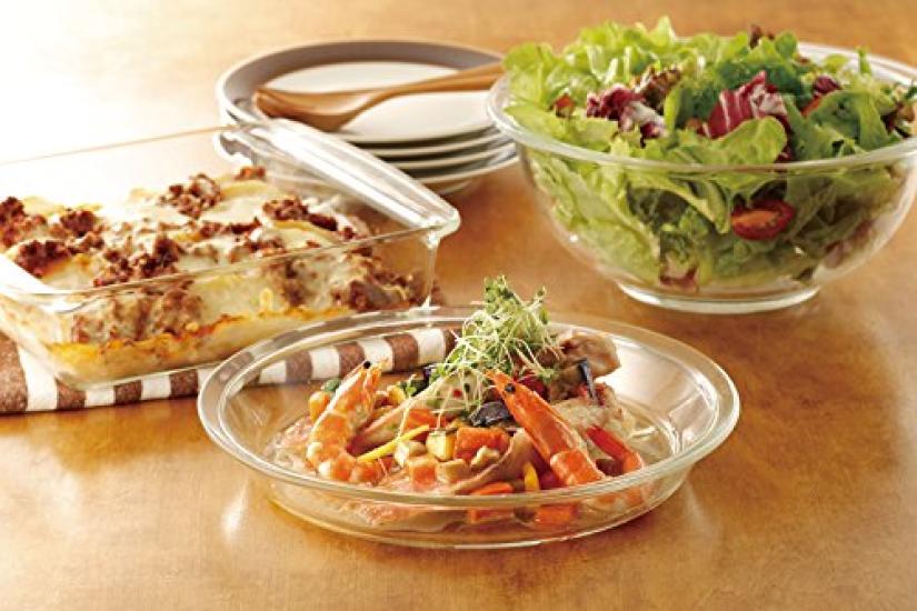 Iwaki Glas Basic Pie Form Set 950ml KSKC208209 Hitzebeständig (Groß & Klein, & 800 ml) (Satz 2)