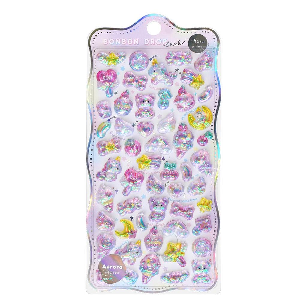 Shangle Rainbow Gradient Cute Cartoon 3D Crystal Embossed Sticker Decals