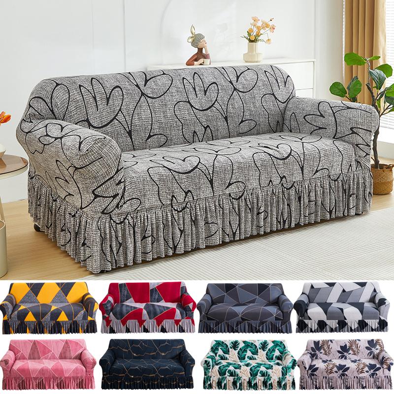 Stretch Floral Couch Cover Sofa Covers Washable Furniture Protector For Dogs Corner Sofa Skirt 1/2/3/4 Seater Sofa Slipcovers