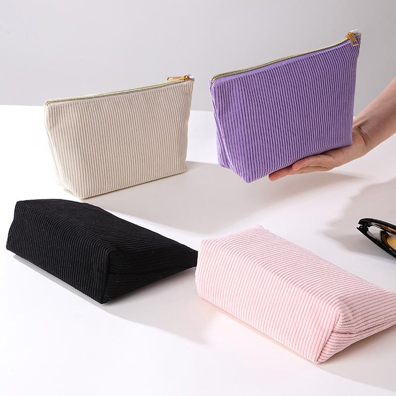 Multi-Purpose Corduroy Storage Bag Cosmetic Bags Portable Travel Makeup Bag Cosmetics Organizer Coin Purse Stationery Bag