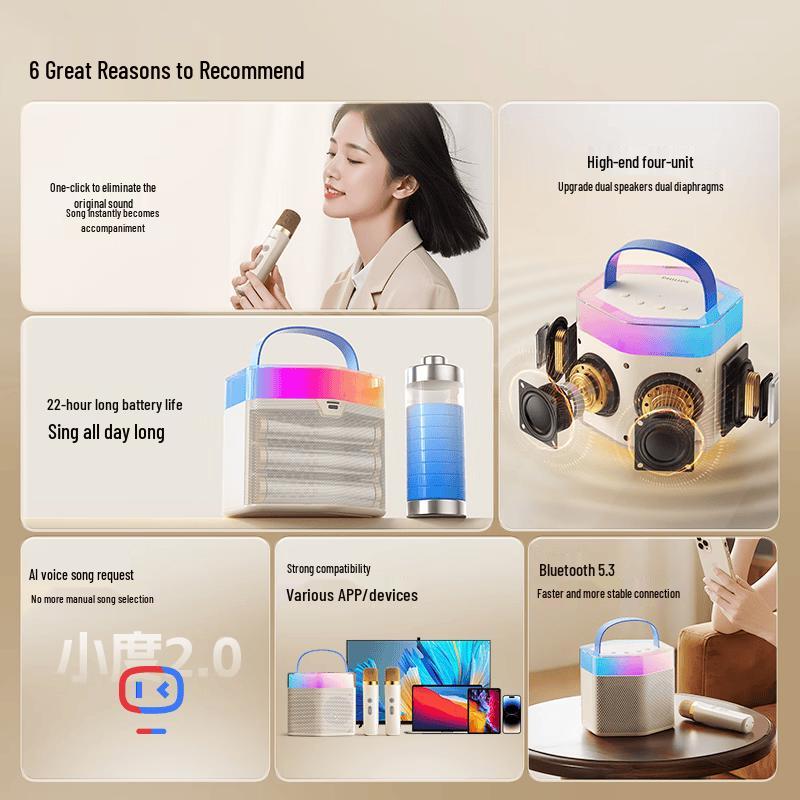Philips TAS2519 Home KTV Bluetooth Speaker with Microphone (CN Version)