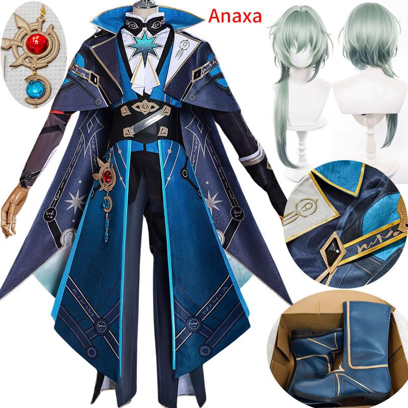 Star Rail Anaxa Cosplay Costume Wig Hair For Game Star Rail Outfits Anaxa Cosplay Shoes Boots Men Carnival Party Role Play