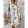 Abito Corto Casual alla Moda da Donna con Stampa 3D a Manica Lunga
