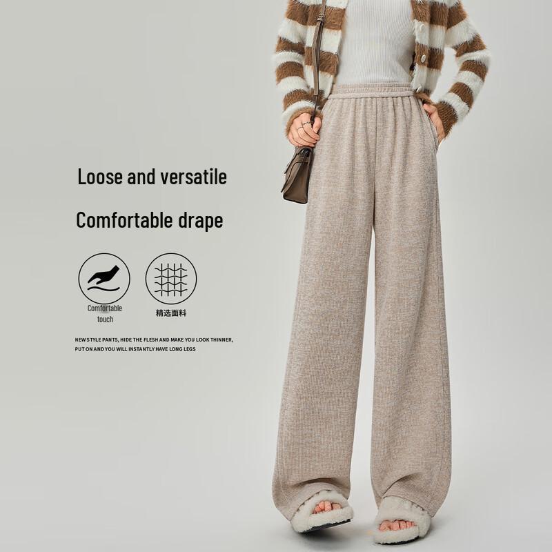 Women s Petite High-Waist Banana Wide-Leg Casual Pants M