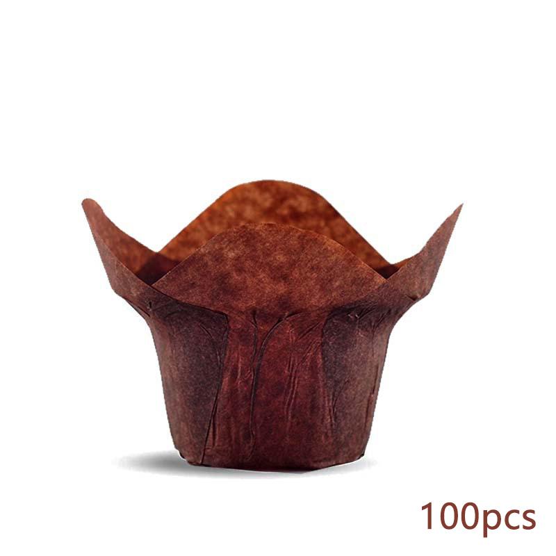 

100Pcs Lotus Style Cupcake Liner Baking Cup Lotus Muffin Cupcake Paper Cup Oilproof Cake Wrapper Bakeware Pastry Tools кофейный