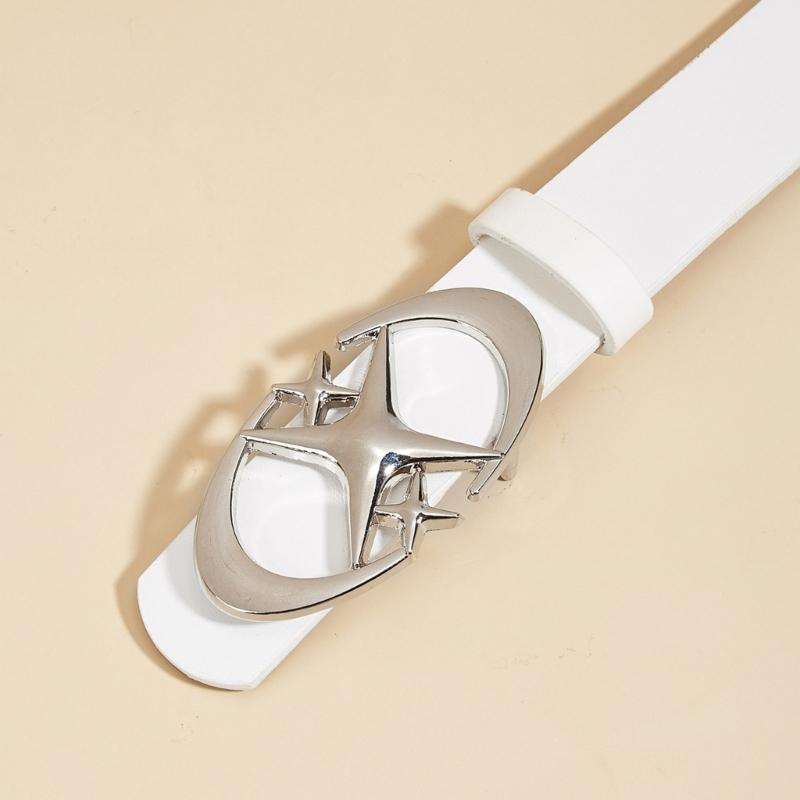 Vintage PU Belt for Women Star Buckle Belt Lady Narrow Waistband Aesthetic Waist Belt for Girl Jeans Shorts Dress Belt
