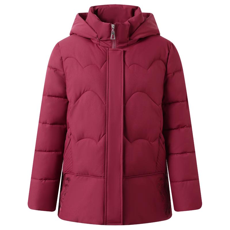 Plus Size XL-5XL Middle Age Woman Coats Winter Short Parkas Hooded Embroidery Casual Thick Warm Outerwears Women's Jackets