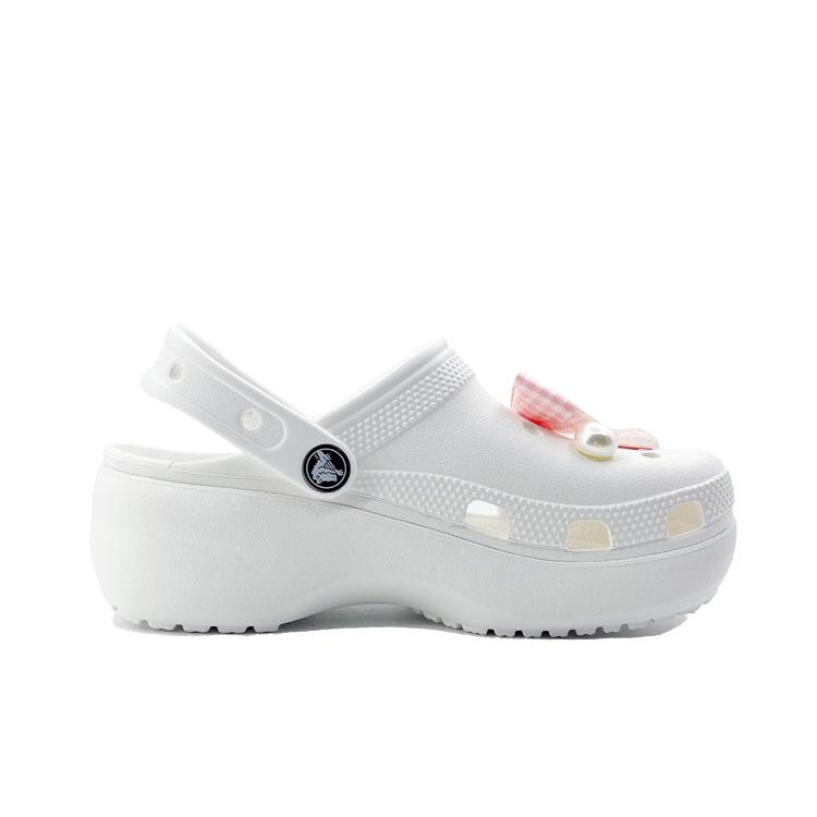 Crocs Classic Platform Clog Fun Childhood Beach Trip Fashion Trend Classic Clog EVA Versatile Hole Shoes Unisex White