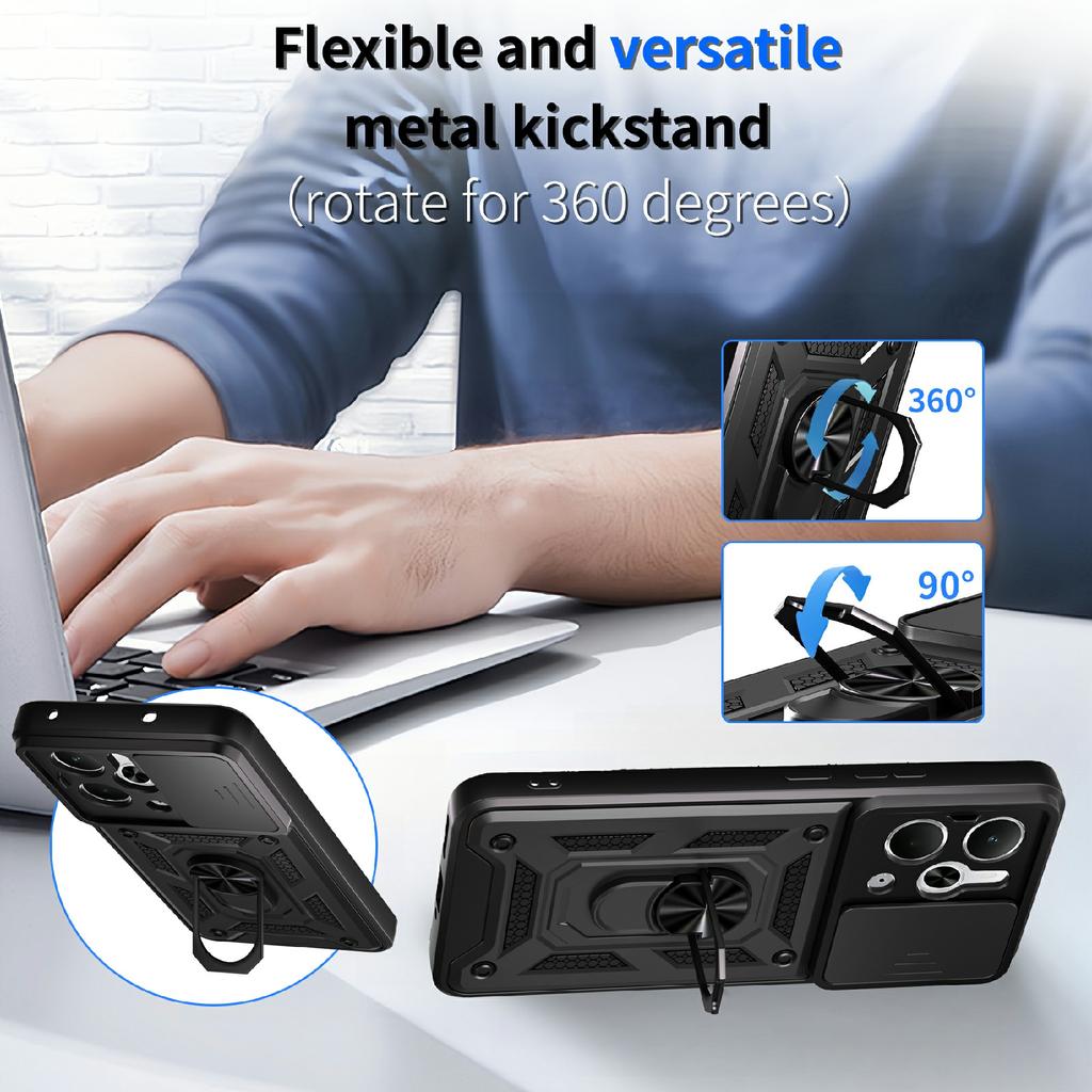 For Realme P3 5G/14 5G Case with Slide Camera Lid PC + TPU Kickstand Phone Cover