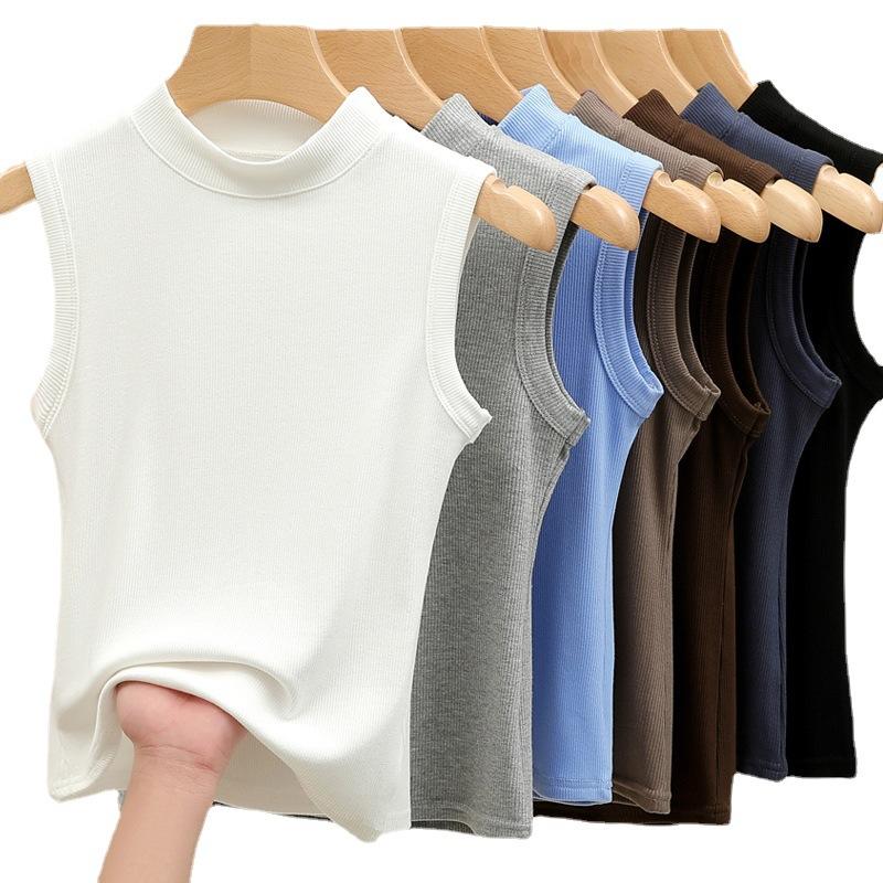 Elegance Stylish Vest Round Neck Camisole Undershirt Female Summer Thin Section Outside Wear Inside The Threaded Bottoming Shirt Slim Sleeveless Tops