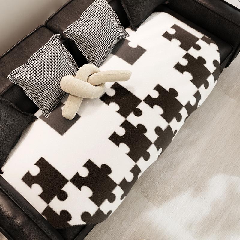 

Подушка для дивана из искусственного меха кролика Puzzle, европейский высококачественный нескользящий чехол для дивана, универсальный противоскользящий чехол для сиденья 90*90cm