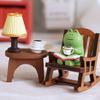 2PCs/set Cute Reading Frog Miniatures Mini Small Chair Ornaments Rocking Chair Frog Models  Home